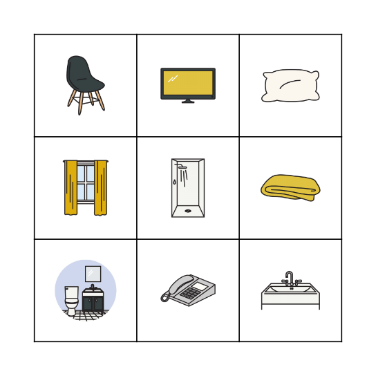 HOTEL ROOM BINGO Card