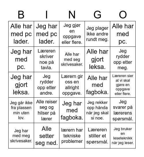 Time bingo Card