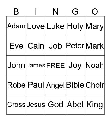 St Paul Family Fun Night Bingo Card