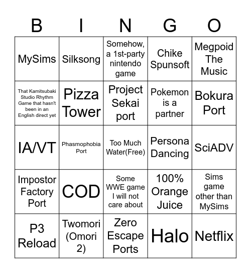8/27 Bingo Card
