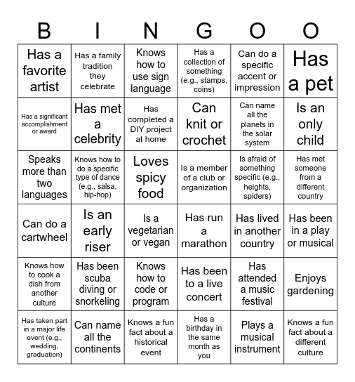 Untitled Bingo Card