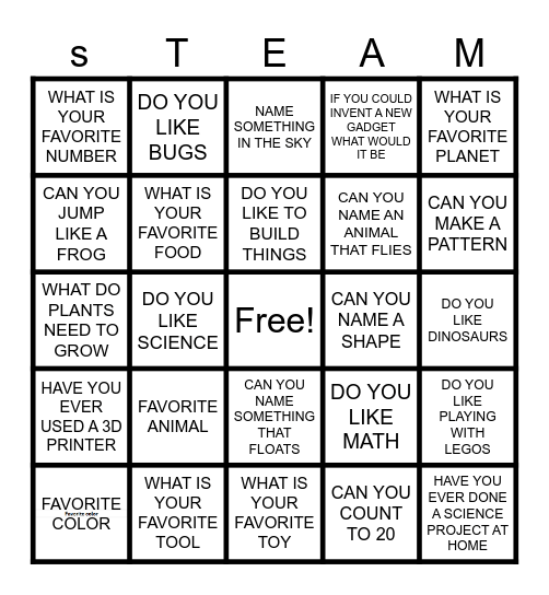 STEAM BINGO Card