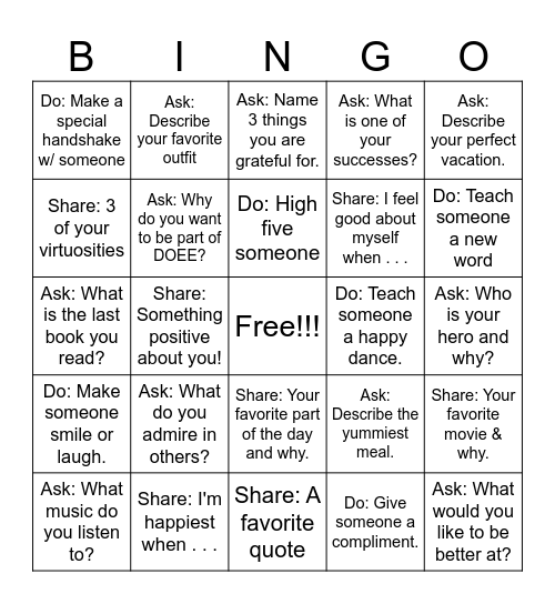 Community Builder Bingo Card