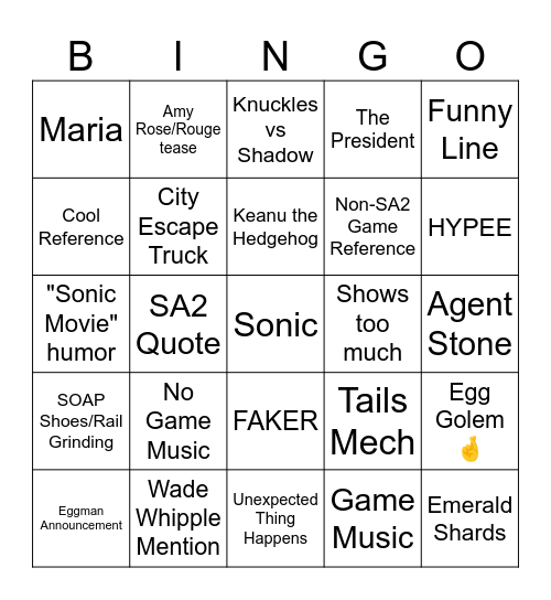 Sonic Movie 3 Trailer Bingo Card