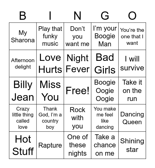 1975-1984 Bingo Card