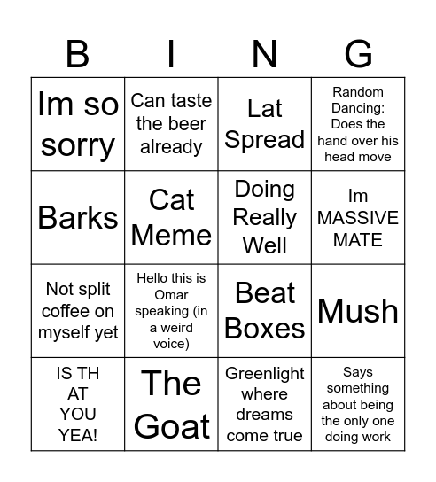 OMAR BINGO Card