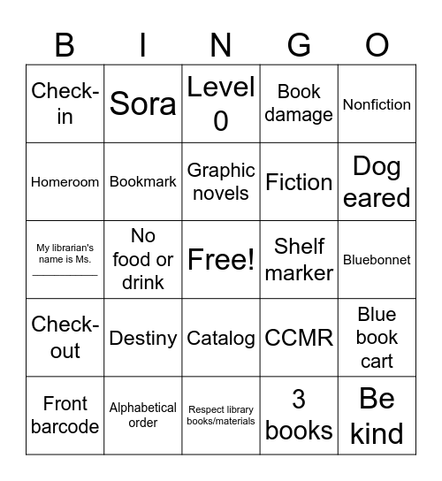 Library Orientation! Bingo Card