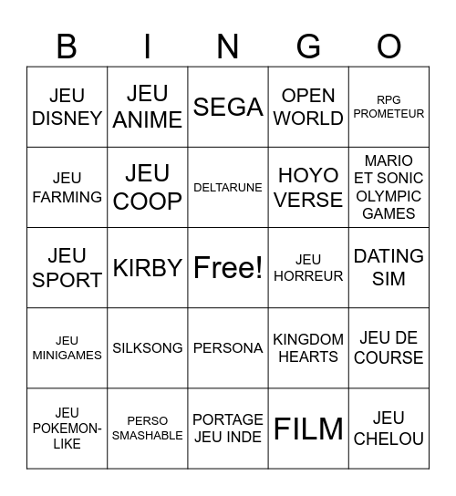 BINGO NINTENDO DIRECT Bingo Card