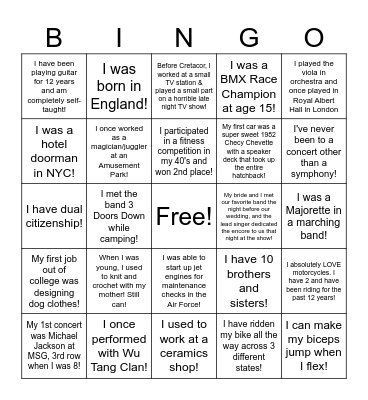 WHO AM I BINGO??? Bingo Card
