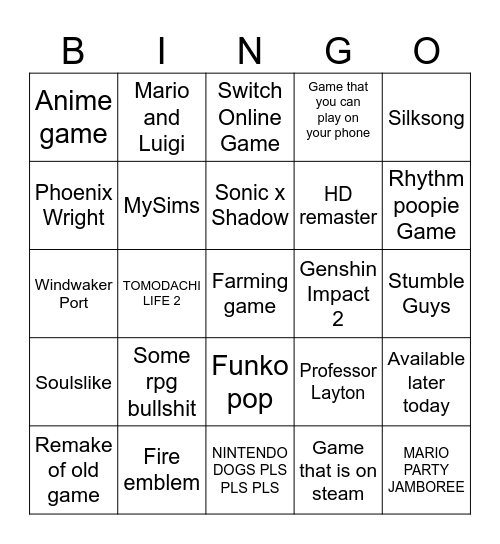 Switch Direct Bingo Card