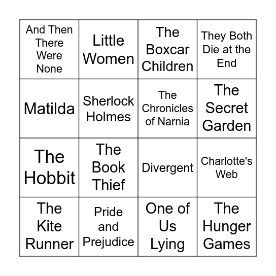 Book Bingo Card