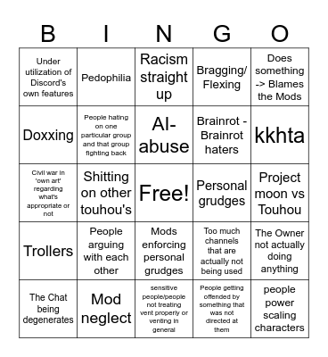 K.U Daily Drama Bingo Board Bingo Card