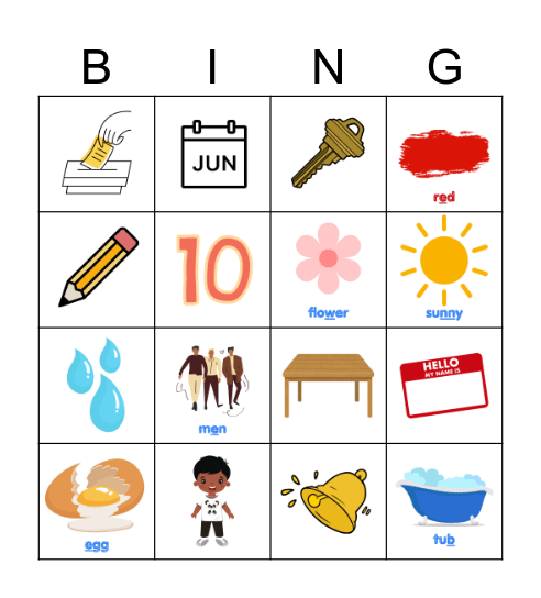 Unit 3: Phonics Bingo Card