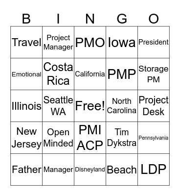 LDP Intro Bingo Card