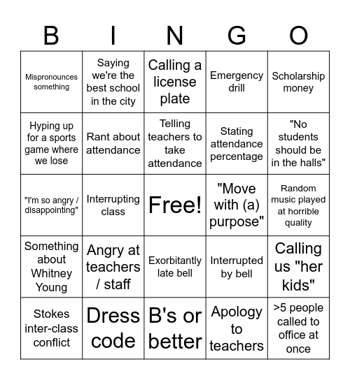 Ms. Calloway Bingo SY2024-25 Bingo Card