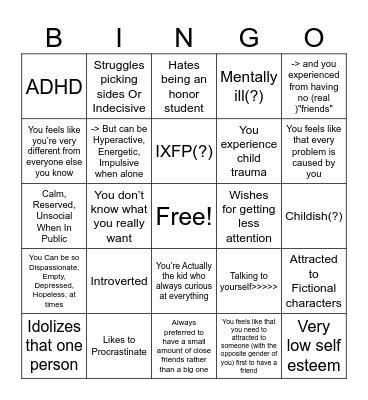 Nyapnyo Kinnie Bingo Card