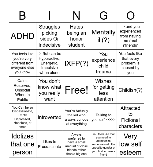 Nyapnyo Kinnie Bingo Card