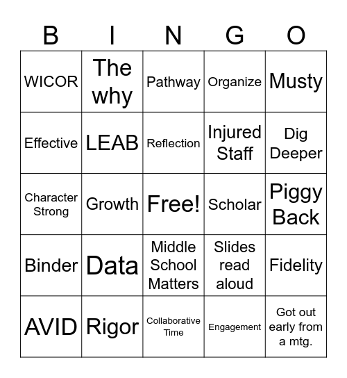 PD Bingo Card