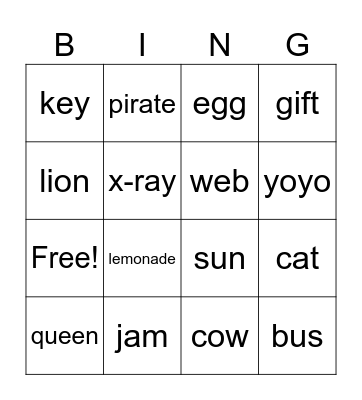 Words, words, words Bingo Card