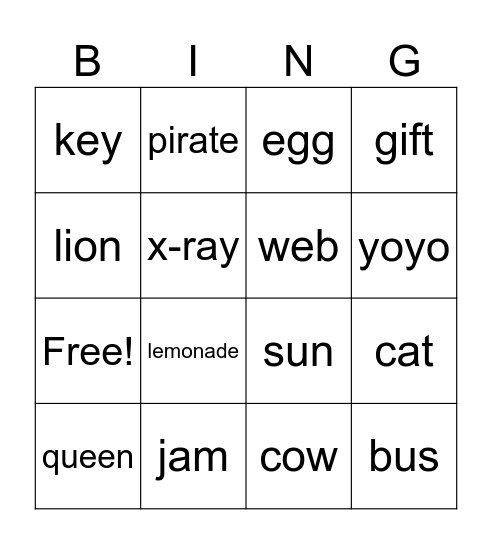 Words, words, words Bingo Card