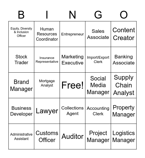 Career BINGO Card