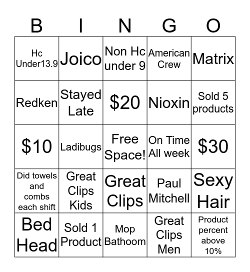 Product Bingo Card