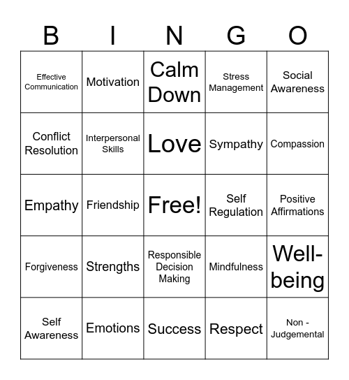 SEL BINGO Card