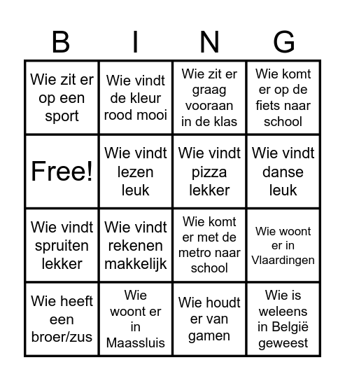 kennis maken Bingo Card