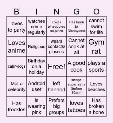 Ice Breaker Bingo Card