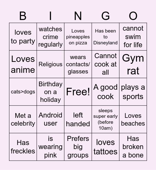 Ice Breaker Bingo Card