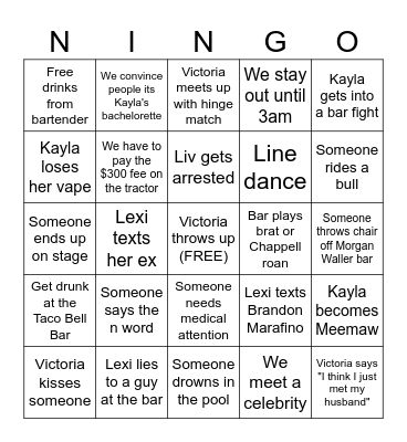 NINGO! (Nashville Bingo) Bingo Card