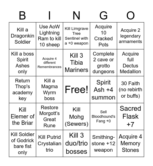 Elden Ring bingo s1 Bingo Card