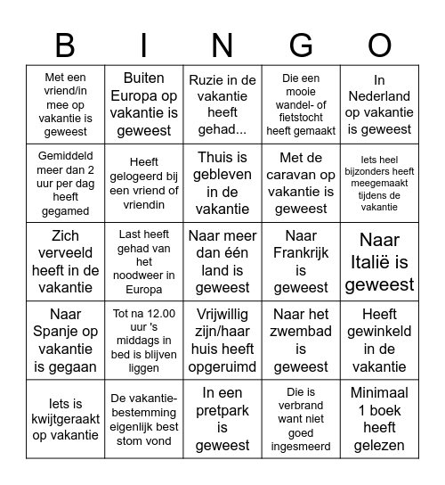 Zoek iemand die... Bingo Card