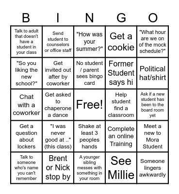 Open House Bingo Card