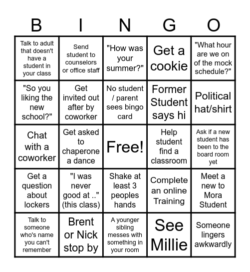 Open House Bingo Card