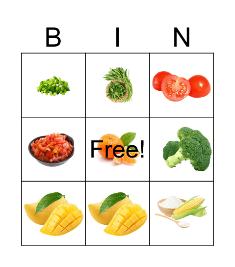 Bingo ผักผลไม้แสนอร่อย Bingo Card