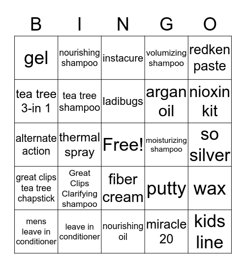 Product Bingo  Bingo Card