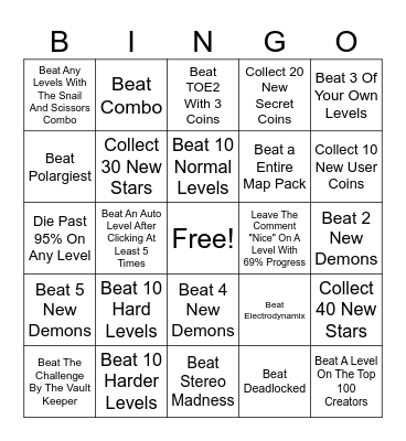 GD Bingo! Bingo Card