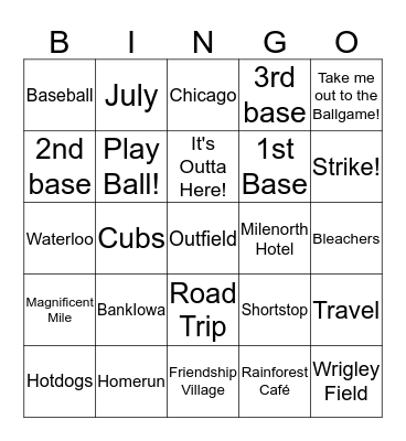 Chicago Trip Bingo! Bingo Card