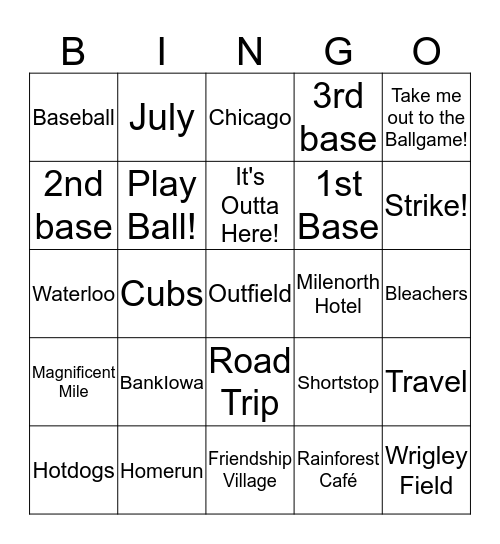 Chicago Trip Bingo! Bingo Card