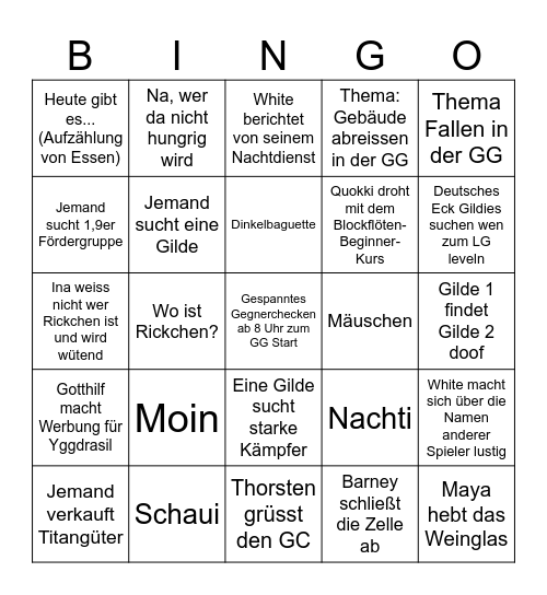 FOE GC Bingo Card