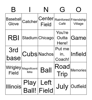 Chicago Trip Bingo! Bingo Card