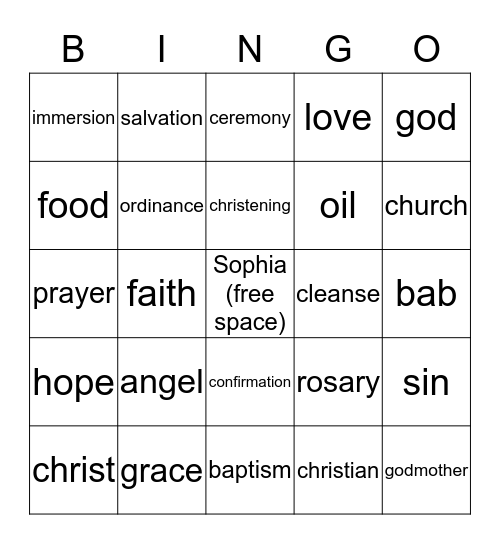 Bible Bingo Card