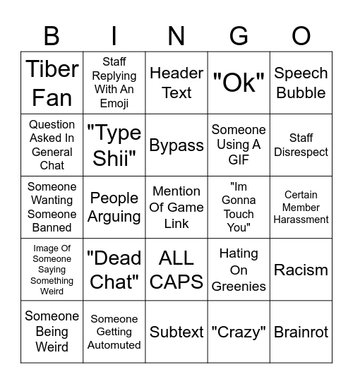 BL/RC Bingo Card