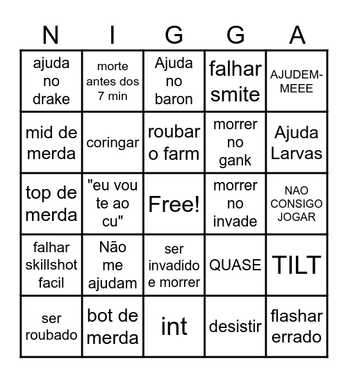 Bingo do nuno a jogar lol Bingo Card