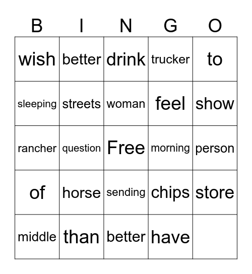Mastery Test 1 Bingo Card
