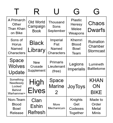NOVA Open 2024 Bingo Card