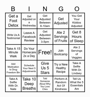 Chiropractic Bingo! Bingo Card