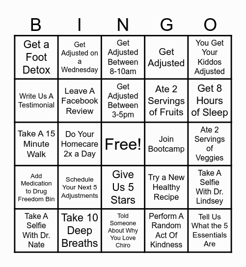 Chiropractic Bingo! Bingo Card