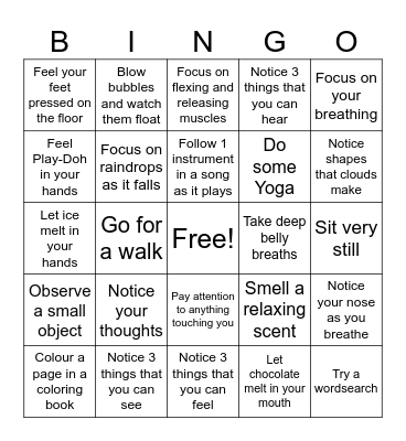 MINDFULNESS BINGO Card